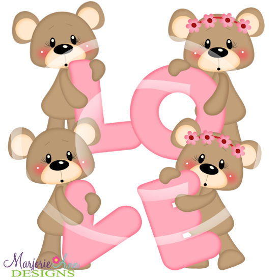 Franklin & Frannie Love Bears SVG Cutting Files + Clipart - Click Image to Close